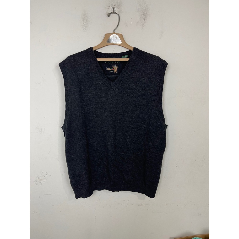 Orvis Merino Wool Sweater Vest Mens XXL Charcoal Gray V-Neck‎ Fly Fishing 291772